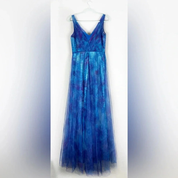 NWOT Rene Ruiz Collection V-neck Floral Organza Gown Maxi Sleeveless Dress sz 8 - Picture 4 of 16